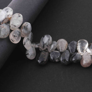 1 Strand Black Rutile Smooth  Briolettes -Pear Briolettes  13mmx12mm-24mmx15mm 9.5 Inches BR3798 - Tucson Beads