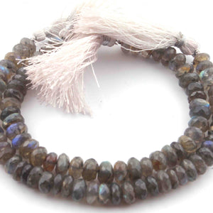 1 Strand Labradorite  Faceted Rondelles  -  Roundel Beads  -8mm-9mm-8 Inches BR2603 - Tucson Beads