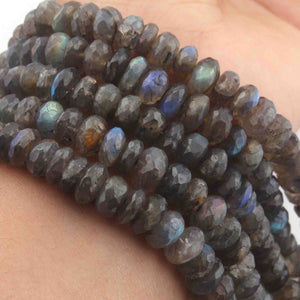 1 Strand Labradorite  Faceted Rondelles  -  Roundel Beads  -8mm-9mm-8 Inches BR2603 - Tucson Beads