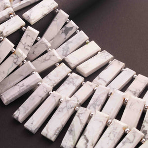 1 Long Strand White Howlite Smooth Rectangle Shape Briolettes  - Faceted Briolettes  17mmx8mm-31mmx9mm -9 Inches  BR01445 - Tucson Beads