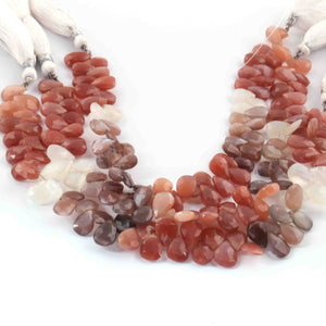 1  Strand Shaded Peach Moonstone Faceted Briolettes  -Heart Shape Briolettes -  8mmx6mm-12mmx8mm -8 Inches BR02086 - Tucson Beads