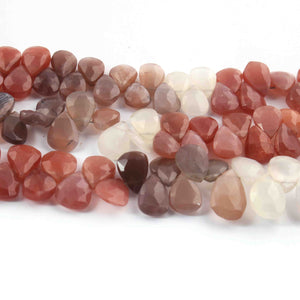 1  Strand Shaded Peach Moonstone Faceted Briolettes  -Heart Shape Briolettes -  8mmx6mm-12mmx8mm -8 Inches BR02086 - Tucson Beads