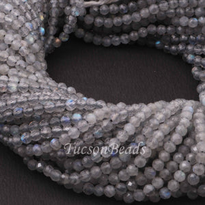 5 Strands Labradorite  Gemstone Balls, Semiprecious beads 12.5 Inches Long- Faceted Gemstone -3mm Jewelry RB0091 - Tucson Beads