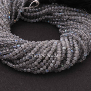 5 Strands Labradorite  Gemstone Balls, Semiprecious beads 12.5 Inches Long- Faceted Gemstone -3mm Jewelry RB0091 - Tucson Beads