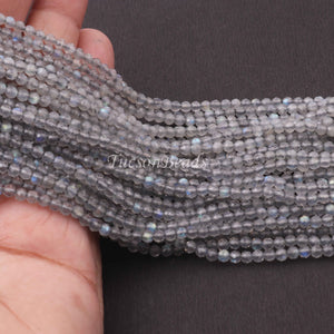 5 Strands Labradorite  Gemstone Balls, Semiprecious beads 12.5 Inches Long- Faceted Gemstone -3mm Jewelry RB0091 - Tucson Beads