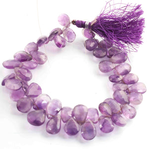 1 Long Strand Amethyst Faceted Briolettes - Pear Shape Briolettes - 12mmx9mm-14mmx12mm- 9.5 Inches BR2062 - Tucson Beads