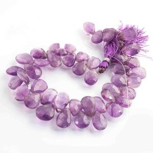 1 Long Strand Amethyst Faceted Briolettes - Pear Shape Briolettes - 12mmx9mm-14mmx12mm- 9.5 Inches BR2062 - Tucson Beads