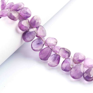 1 Long Strand Amethyst Faceted Briolettes - Pear Shape Briolettes - 12mmx9mm-14mmx12mm- 9.5 Inches BR2062 - Tucson Beads