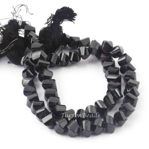 1  Strand Black Spinel Twisted  Shape Briolettes - Faceted Briolettes 8mm 8 Inch BR2475 - Tucson Beads