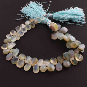 1 Strand Shaded Aqua Chalcedony  Faceted Briolettes -Pear Shape  Briolettes - 9mmx7mm-15mmx10mm 8.5 Inches BR3884 - Tucson Beads