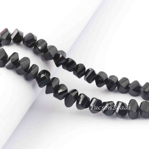 1  Strand Black Spinel Twisted  Shape Briolettes - Faceted Briolettes 8mm 8 Inch BR2475 - Tucson Beads