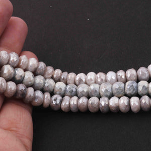 1  Strand Gray Silverite Faceted Rondelles  - Gemstone Rondelles  9mm- 8mm 6.5 Inches BR2494 - Tucson Beads