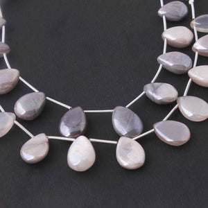 1 Long Strand Grey Moonstone Briolettes -Grey Moonstone Smooth Pear Shape Beads 15mmx11mm- 17mmx11mm  7 Inch BR02077 - Tucson Beads