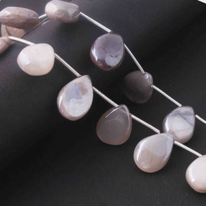 1 Long Strand Grey Moonstone Briolettes -Grey Moonstone Smooth Pear Shape Beads 15mmx11mm- 17mmx11mm  7 Inch BR02077 - Tucson Beads