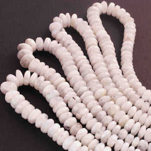 1  Long Strand White Rainbow Moonstone Smooth  Rondelles  - Moonstone rondelles - 3mm-7mm -16 Inches BR01437 - Tucson Beads