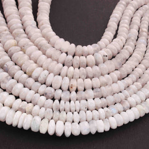 1  Long Strand White Rainbow Moonstone Smooth  Rondelles  - Moonstone rondelles - 3mm-7mm -16 Inches BR01437 - Tucson Beads