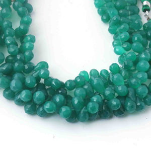 1 Strand Green Onyx Faceted Briolettes - Tear Drop Shape - 11mmx8mm-8mmx6mm - 8.5 Inches BR02063 - Tucson Beads