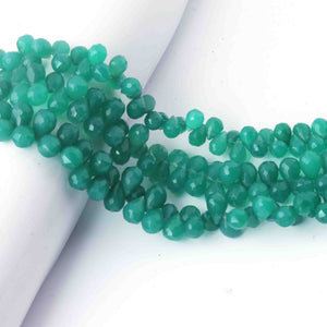 1 Strand Green Onyx Faceted Briolettes - Tear Drop Shape - 11mmx8mm-8mmx6mm - 8.5 Inches BR02063 - Tucson Beads