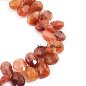 1 Strand Natural Hessonite Garnet Briolette Layout Pear Shape Faceted Beads 13mmx6mm-10mmx6mm  7.5 Inches  BR2780 - Tucson Beads