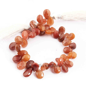 1 Strand Natural Hessonite Garnet Briolette Layout Pear Shape Faceted Beads 13mmx6mm-10mmx6mm  7.5 Inches  BR2780 - Tucson Beads