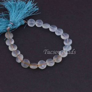 1 Strand Aqua Chalcedony Faceted Coin Briolettes -Shape Coin -10mm 7.5 Inches BR675 - Tucson Beads