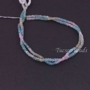 2 Strands Multi Aquamarine Faceted Rondelle Beads - Multi Aquamarine Beads 3mm-4mm 13 Inch Long Strand RB096 - Tucson Beads