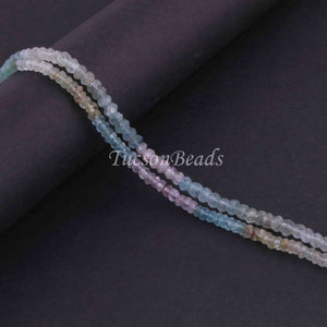 2 Strands Multi Aquamarine Faceted Rondelle Beads - Multi Aquamarine Beads 3mm-4mm 13 Inch Long Strand RB096 - Tucson Beads