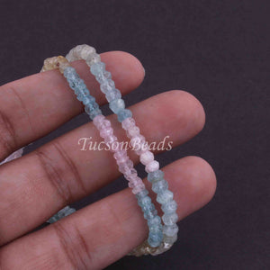 2 Strands Multi Aquamarine Faceted Rondelle Beads - Multi Aquamarine Beads 3mm-4mm 13 Inch Long Strand RB096 - Tucson Beads