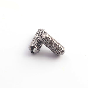 1 Pc Pave Diamond Designer Tube Bead 925 Sterling Silver - Cylinder Bead 14mmx5mm PDC683 - Tucson Beads