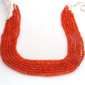 1 Strand Carnelian  Faceted Rondelles - Rounde Ball -Beads 4mm 13 Inches  BR926 - Tucson Beads