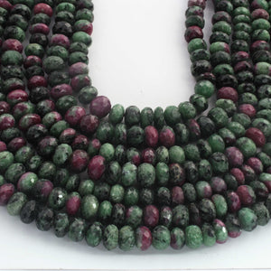 1 Strand Ruby Zosite Faceted Rondelles-Gemstone Beads- 8mm-9mm -14 Inch BR931 - Tucson Beads