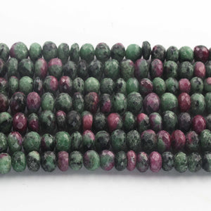 1 Strand Ruby Zosite Faceted Rondelles-Gemstone Beads- 8mm-9mm -14 Inch BR931 - Tucson Beads