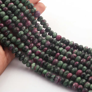 1 Strand Ruby Zosite Faceted Rondelles-Gemstone Beads- 8mm-9mm -14 Inch BR931 - Tucson Beads