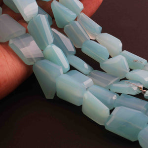 1 Strand Aqua Chalcedony Smooth Briolettes - Assorted Shape  Briolettes - 17mmx12mm-13mmx14mm - 8 Inches BR01016 - Tucson Beads