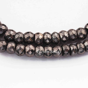 1 Strand Black Pyrite  Faceted Rondelles - pyrite Faceted Beads 7mm-8mm 8 Inches BR3519 - Tucson Beads