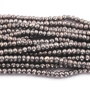 1 Strand Black Pyrite  Faceted Rondelles - pyrite Faceted Beads 7mm-8mm 8 Inches BR3519 - Tucson Beads