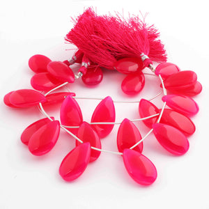 1 Strand Aaa Quality Hot Pink Chalcedony Smooth  Pear Shape Beads Briolettes 27mmx16mm- 7.5 Inches BR01005 - Tucson Beads