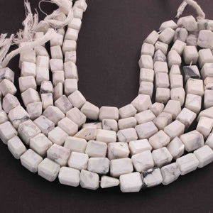 1 Long Strand White Howlite Faceted Tumble Shape Briolettes -Faceted Briolettes  10mmx10mm-11mmx9mm -10 Inches  BR01585 - Tucson Beads