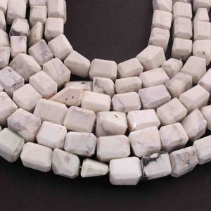 1 Long Strand White Howlite Faceted Tumble Shape Briolettes -Faceted Briolettes  10mmx10mm-11mmx9mm -10 Inches  BR01585 - Tucson Beads