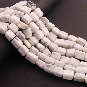 1 Long Strand White Howlite Faceted Tumble Shape Briolettes -Faceted Briolettes  10mmx10mm-11mmx9mm -10 Inches  BR01585 - Tucson Beads