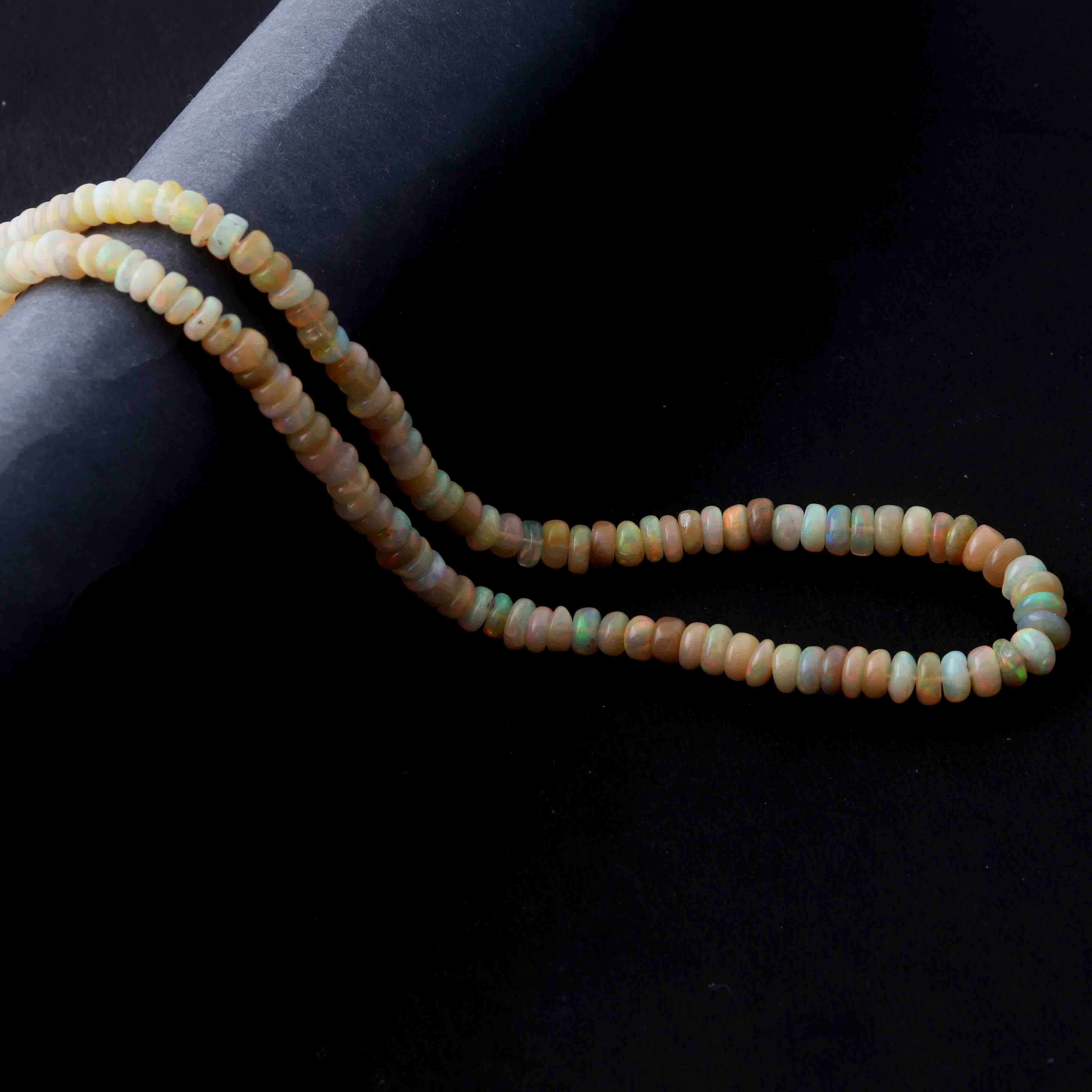 Ethiopian Opal Faceted Roundel Beads 5-8mm size, 16 Inch Strand