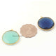 2 Pcs Mix Stone  24k Gold Plated  Faceted Round Shape Gemstone Bezel Single Bail Pendant - 31mmx28mm PC635 - Tucson Beads