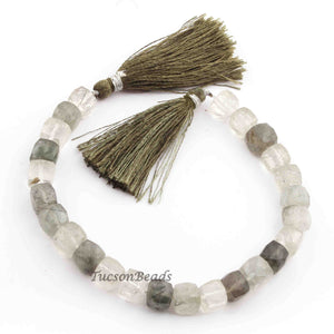 1 Strand Green Rutile Cube Shape Briolettes - Green Rutile Briolettes 7mm-9mm  8 Inches BR3377 - Tucson Beads