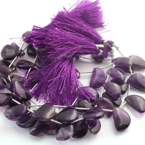 1 Long Strand Amethyst Smooth Briolettes - D Shape Briolettes - 19mmx13mm-15mmx11mm - 8 Inches BR01577 - Tucson Beads