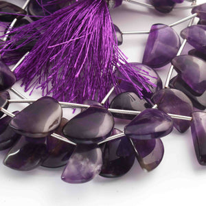 1 Long Strand Amethyst Smooth Briolettes - D Shape Briolettes - 19mmx13mm-15mmx11mm - 8 Inches BR01577 - Tucson Beads