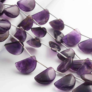 1 Long Strand Amethyst Smooth Briolettes - D Shape Briolettes - 19mmx13mm-15mmx11mm - 8 Inches BR01577 - Tucson Beads