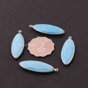 5 Pcs Turquoise  Faceted Marquise Shape 925 Silver Plated Pendant - 39mmx14mm  PC601 - Tucson Beads