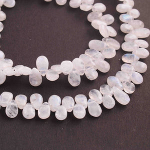 1 Strand White Rainbow Moonstone Smooth Briolettes - Pear Shape Briolettes 12mmx6mm-7mmx6mm 8 Inches BR01570 - Tucson Beads