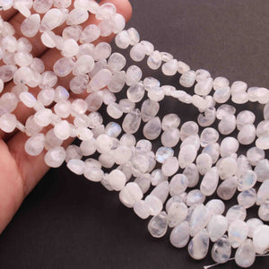 1 Strand White Rainbow Moonstone Smooth Briolettes - Pear Shape Briolettes 12mmx6mm-7mmx6mm 8 Inches BR01570 - Tucson Beads