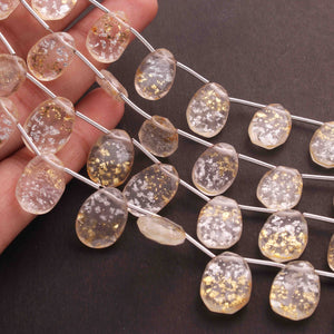 1 Strand Golden Rutile Faceted Briolettes - Oval Shape Briolettes  15mmx11mm- 8 Inches BR01567 - Tucson Beads